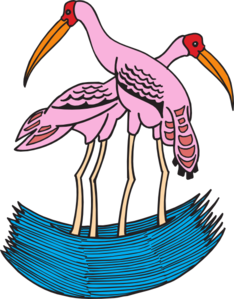Two Flamingos In Water Clip Art